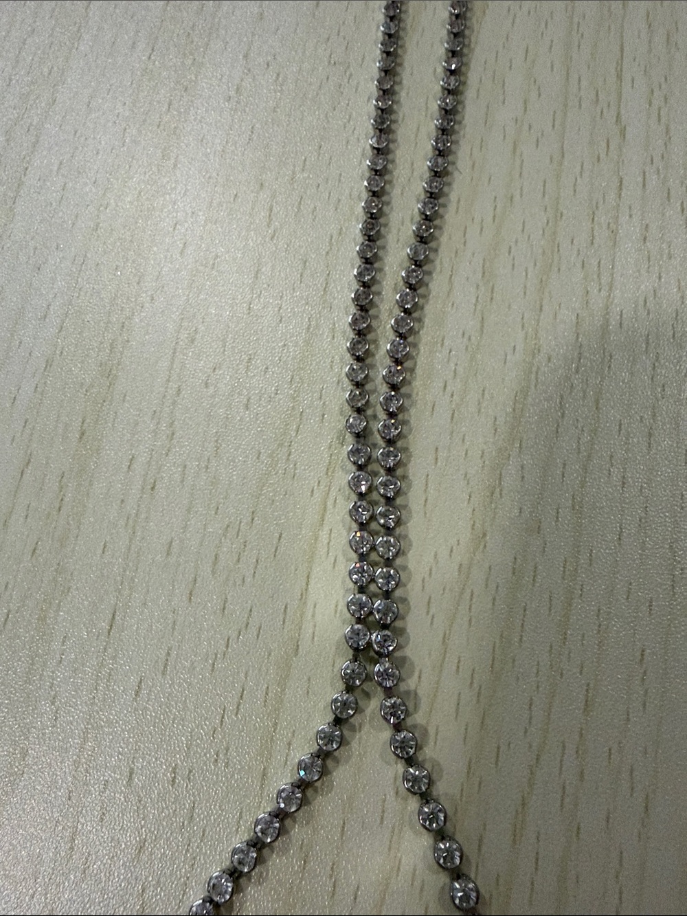 Silver Rhinestone Y-Drop Necklace - Picture 2 of 5